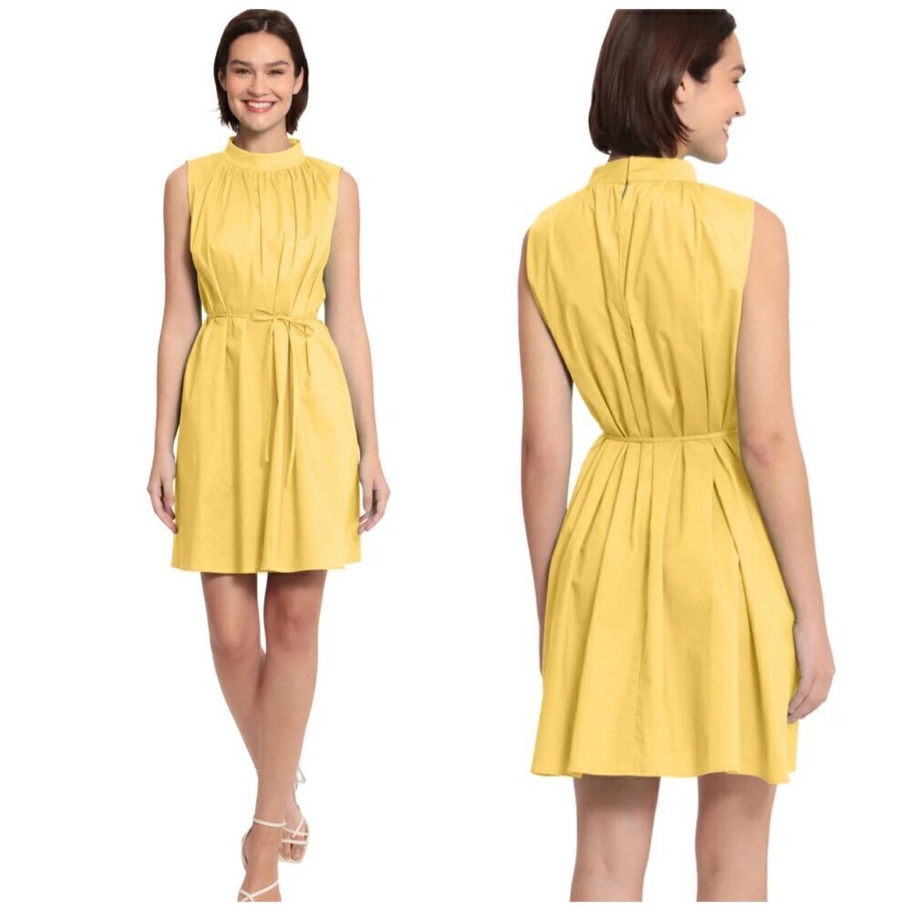 Donna Morgan Sleeveless Cotton Trapeze Dress NWT $118 SnapDragon Yellow Size 8